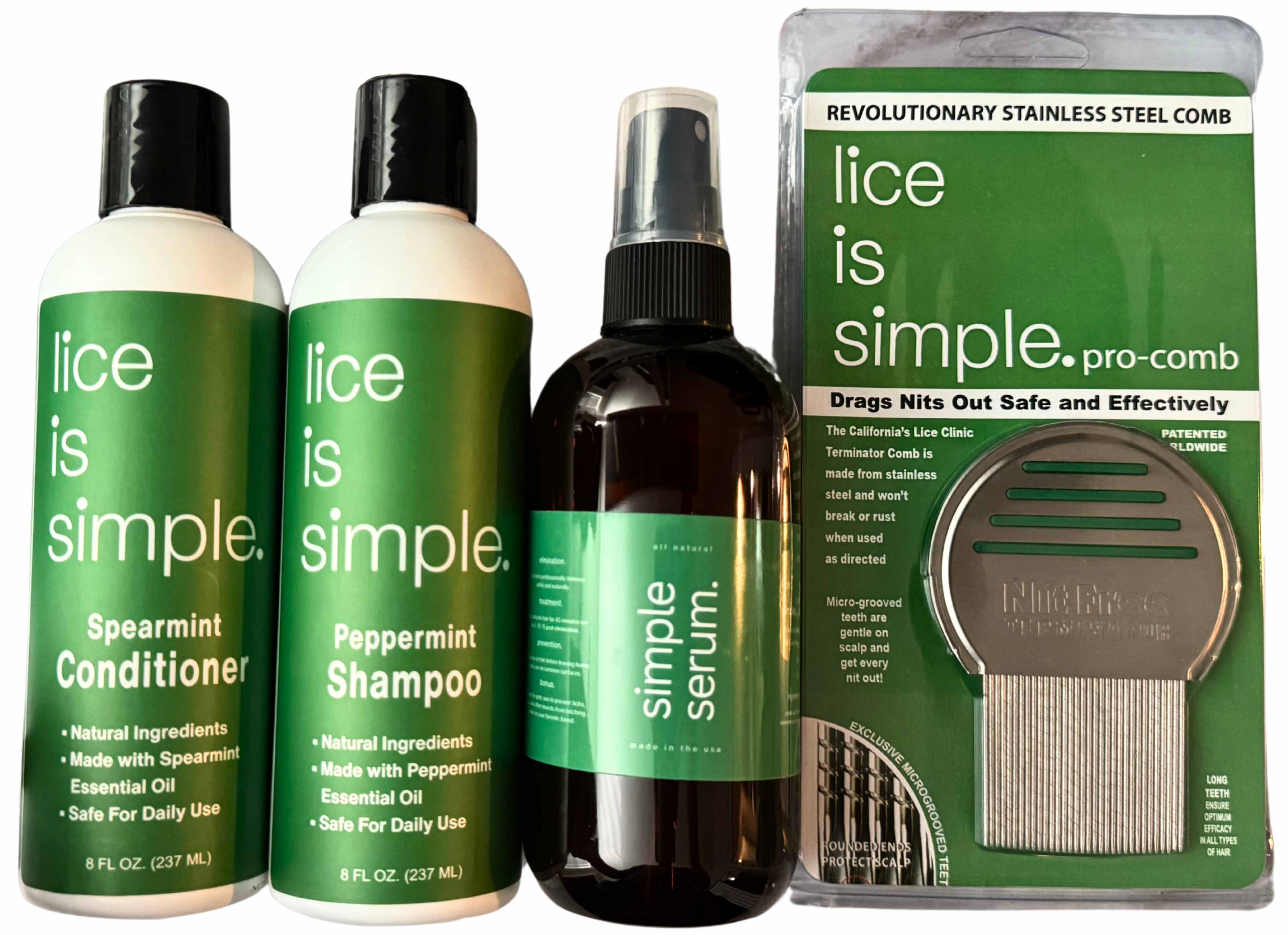 Self Care Package - Complete lice treatment kit with shampoo, conditioner, serum, and professional comb